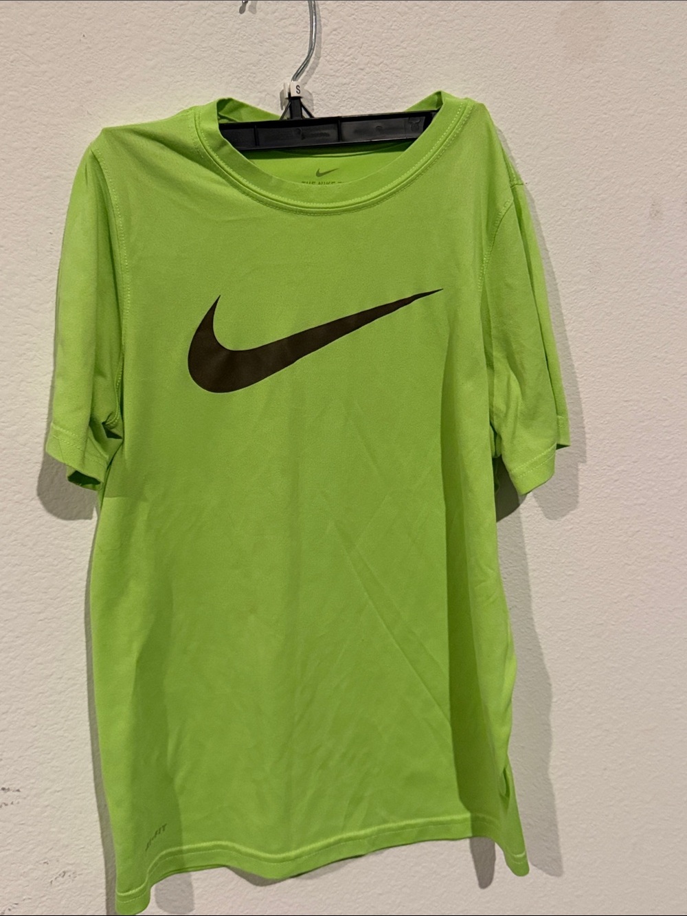 Nike Boy’s Bright Lime Green Short Sleeve Performance Tee with Black Swoosh